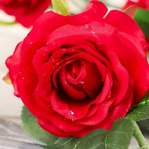 Цветы искусственные "Куст красных роз с каплями"