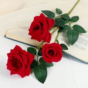 Цветы искусственные "Роза триада" 7*62 см, красный