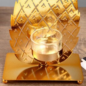 Подсвечник металл, стекло на 1 свечу "Золотой ананас" 26х12х7 см