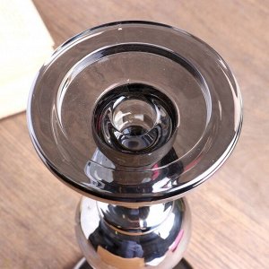 Подсвечник стекло на 1 свечу двусторонний "Классический с шаром" графит хром 30х11,3х11,3 см
