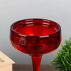 Подсвечник стекло "Бокал-креманка" красный набор 3 шт h- 20, 23, 26х12х12 см