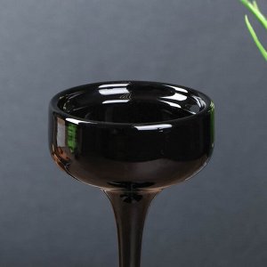 Подсвечник стекло "Бокал-креманка" чёрный набор 3 шт h- 17, 21, 24,5х12х12 см