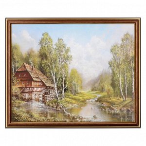 Картина "Дом у реки" 35х28 (38х31) см