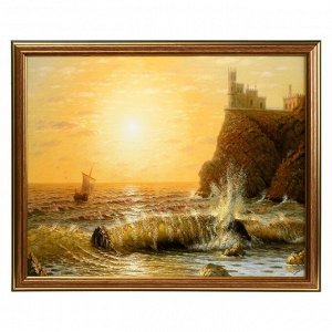 Картина "Волны в закате" 35х28 (38х31) см