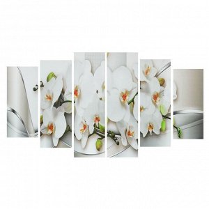 Картина модульная на подрамнике "Белые Орхидеи" 2-25*57,5; 2-25*74,5; 2-25*84,5,150*84,5см