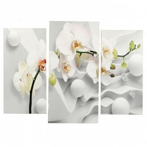 Картина модульная на подрамнике "Ветка Орхидеи" (2-25х50, 30х60 см) 80х60 см