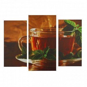 Модульная картина на подрамнике "Чай", 2 шт. — 25,5?50,5 см, 30,5?60 см, 60?100 см