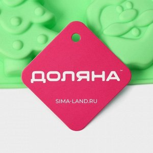 Форма для выпечки Доляна «Новый год», силикон, 27x17x2 см, 6 ячеек, зелёная