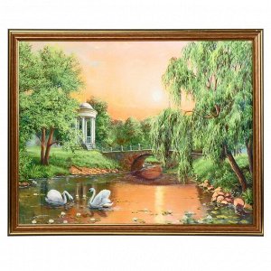 Картина "Лебеди в пруду" 30х40 (33х43) см