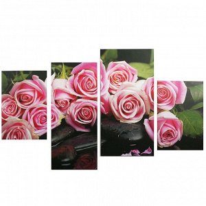 Картина модульная на подрамнике "Нежные розы" 2-30х45; 1-29,5х69; 1-34х69, 80*130 см