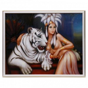 Картина "Девушка с тигром" 43х53 см