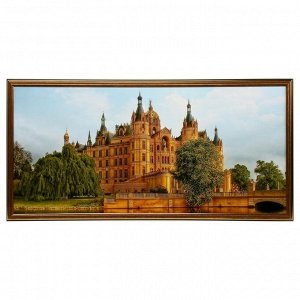 Картина "Замок у пруда" 70х33 см