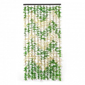 Занавеска декоративная «Листики», 90?180 см , 12 нитей, цвет зелёный
