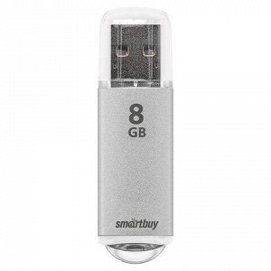 Флеш-диск 8 GB, SMARTBUY V-Cut, USB 2.0, металлический корпус, серебристый, SB8GBVC-S