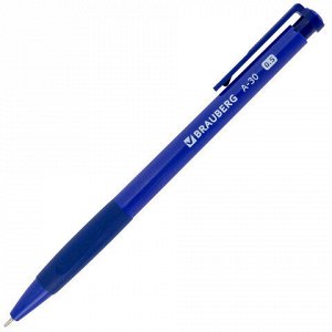Ручки шариковые автоматические BRAUBERG A-30 "WRITING 3.0", КОМПЛЕКТ 12 ШТ, СИНИЕ, пишущий узел 0,5 мм, линия письма 0,25 мм, 144340