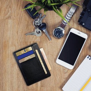 Картхолдер для трех карт с двумя дополнительными карманами, 12х8,6 см, черный, BRAUBERG, 238763