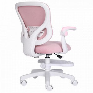 Кресло детское с подставкой для ног BRABIX "Sky MG-206", велюр, розовое, 533154