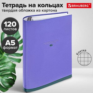 Тетрадь на кольцах А5 175х215 мм, 120 листов, твердый картон, клетка, BRAUBERG, "Monocolor", 404716