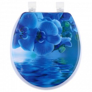 Сиденье для унитаза с крышкой «Синяя орхидея», 40?35 см, мягкое