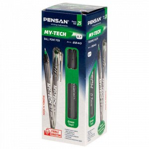 Ручка шариковая масляная PENSAN "My-Tech", ЗЕЛЕНАЯ, игольчатый узел 0,7 мм, линия 0,35 мм, 2240/25