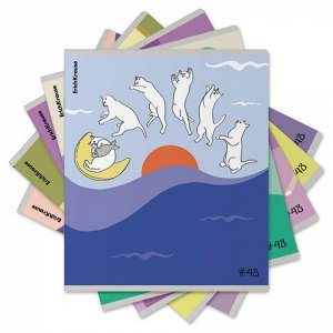Тетрадь обложка пластик, А5, 48 л., скоба, клетка, ERICH KRAUSE, "Cat Day" (микс в спайке), 54159