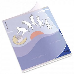 Тетрадь обложка пластик, А5, 48 л., скоба, клетка, ERICH KRAUSE, "Cat Day" (микс в спайке), 54159
