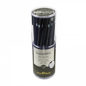 Ручка гелевая BRUNO VISCONTI "Super Slim Black", СИНЯЯ, узел 0,28 мм, линия 0,2 мм, 20-0398