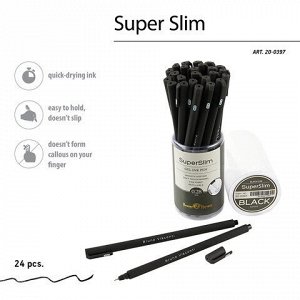 Ручка гелевая BRUNO VISCONTI "Super Slim Black", ЧЕРНАЯ, узел 0,28 мм, линия 0,2 мм, 20-0397