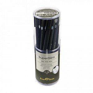 Ручка гелевая BRUNO VISCONTI "Super Slim Black", ЧЕРНАЯ, узел 0,28 мм, линия 0,2 мм, 20-0397