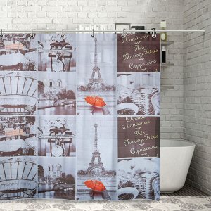 Штора для ванной 180х180 см "Париж ретро", EVA