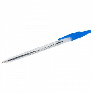 Ручка шариковая STAFF "Basic BP-66 CLASSIC", СИНЯЯ, корпус прозрачный, узел 1 мм, линия письма 0,5 мм, 144455