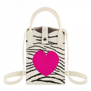 Сумочка-органайзер повседневная HEIKKI KNIT (ХЕЙКИ) кросс боди, вязаная, 17х12х5 см, "Zebra heart", 273794