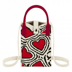 Сумочка-органайзер повседневная HEIKKI KNIT (ХЕЙКИ) кросс боди, вязаная, 17х12х5 см, "Red and black", 273796