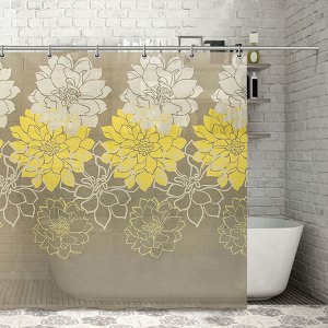 Штора для ванной 180?180 см "Большие цветы", полиэстер, цвет жёлтый