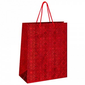 Пакет подарочный 26x13x32 см (L), НАБОР 4 шт., 4 дизайна, голография, ЗОЛОТАЯ СКАЗКА, 609734