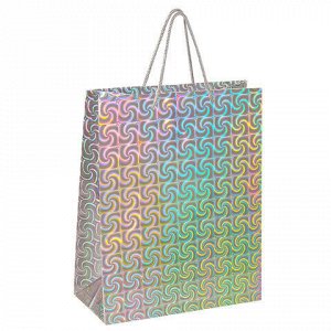 Пакет подарочный 26x13x32 см (L), НАБОР 4 шт., 4 дизайна, голография, ЗОЛОТАЯ СКАЗКА, 609734