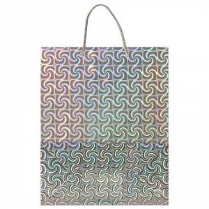 Пакет подарочный 26x13x32 см (L), НАБОР 4 шт., 4 дизайна, голография, ЗОЛОТАЯ СКАЗКА, 609734