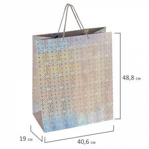 Пакет подарочный 41x19x49 см (XXL), НАБОР 3 шт., 3 дизайна, голография, ЗОЛОТАЯ СКАЗКА, 609738