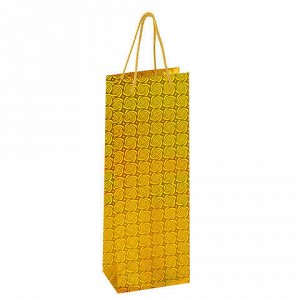 Пакет подарочный для бутылки 13x8x36 см (B), НАБОР 8 шт., 4 дизайна, голография, ЗОЛОТАЯ СКАЗКА, 609735