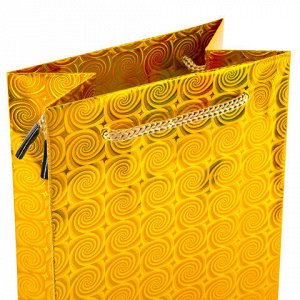 Пакет подарочный для бутылки 13x8x36 см (B), НАБОР 8 шт., 4 дизайна, голография, ЗОЛОТАЯ СКАЗКА, 609735
