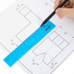 Линейка пластиковая 15 см, ПИФАГОР, неоновая, ассорти, 210826