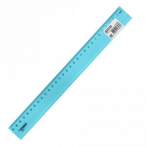 Линейка пластиковая 30 см, ПИФАГОР, прозрачная, неоновая, ассорти, 210840