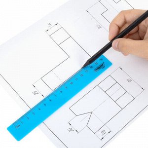 Линейка пластиковая 16 см, ПИФАГОР, неоновая, ассорти, 210827
