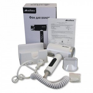 Фен для волос настенный KSITEX F-2000W JET, 2000 Вт, пластик 2 скорости, 2 температурных режима, белый