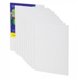 Холсты на картоне НАБОР 10 штук (20х30 см), хлопок, грунт, 280 г/м2, BRAUBERG ART CLASSIC, 192659, 192658