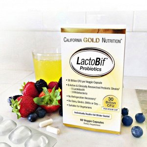 Пробиотики California Gold Nutrition, Пробиотики LactoBif, 30 млрд КОЕ, 60 овощных капсул
alifornia Gold Nutrition пробиотики LactoBif
Выпускается в следующих формах: по 5, 30 и 100 млрд КОЕ в одной к