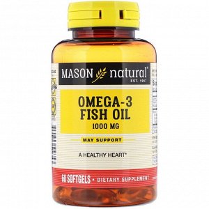 Mason Natural, рыбий жир с омега-3, 60 мягких таблеток