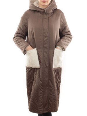 2639 DK. BEIGE Пальто двухстороннее женское еврозима (100 гр. холлофайбер)