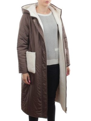 2639 DK. BEIGE Пальто двухстороннее женское еврозима (100 гр. холлофайбер)