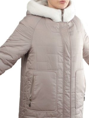 2661 BEIGE Пальто двухстороннее женское еврозима (100 гр. холлофайбер)